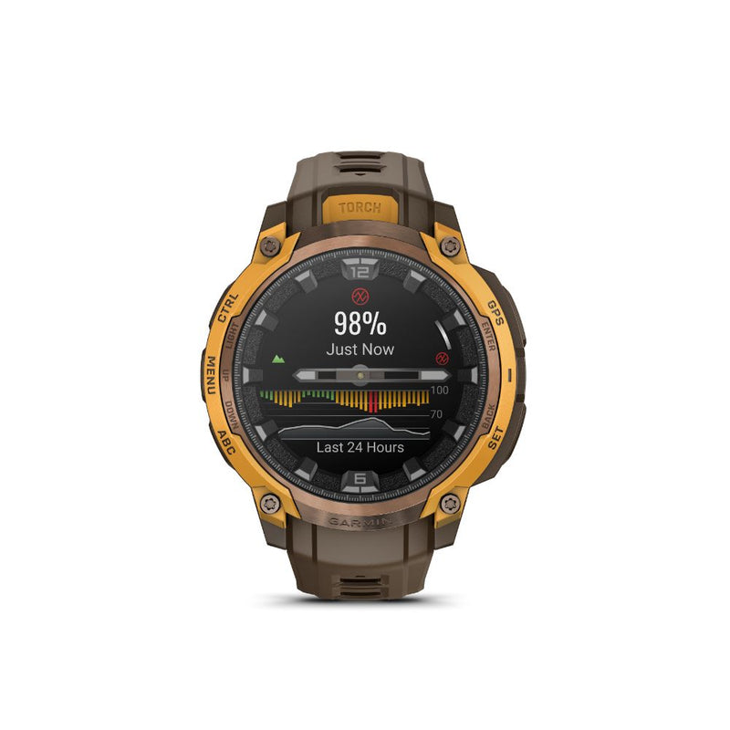 Garmin Instinct Crossover AMOLED Bronze Sunburst with Cocoa Silicone Band