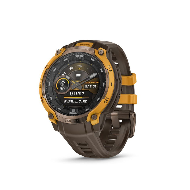 Garmin Instinct Crossover AMOLED Bronze Sunburst with Cocoa Silicone Band