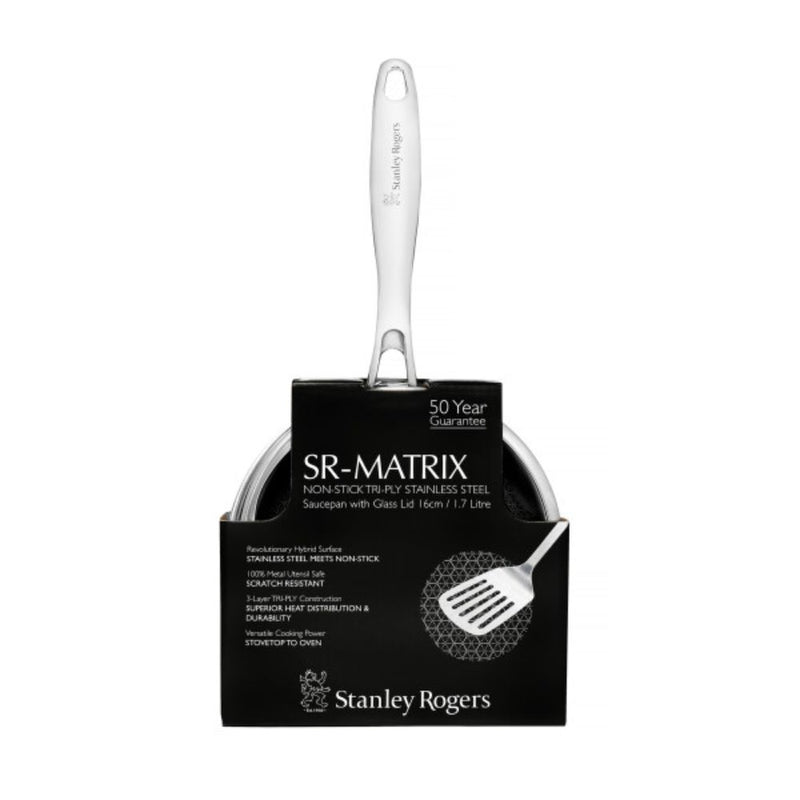 Stanley Rogers Matrix Non-Stick Saucepan with Glass Lid
