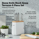 Furi Stone Knife Block Set 6 Piece (Snow Terrazzo)
