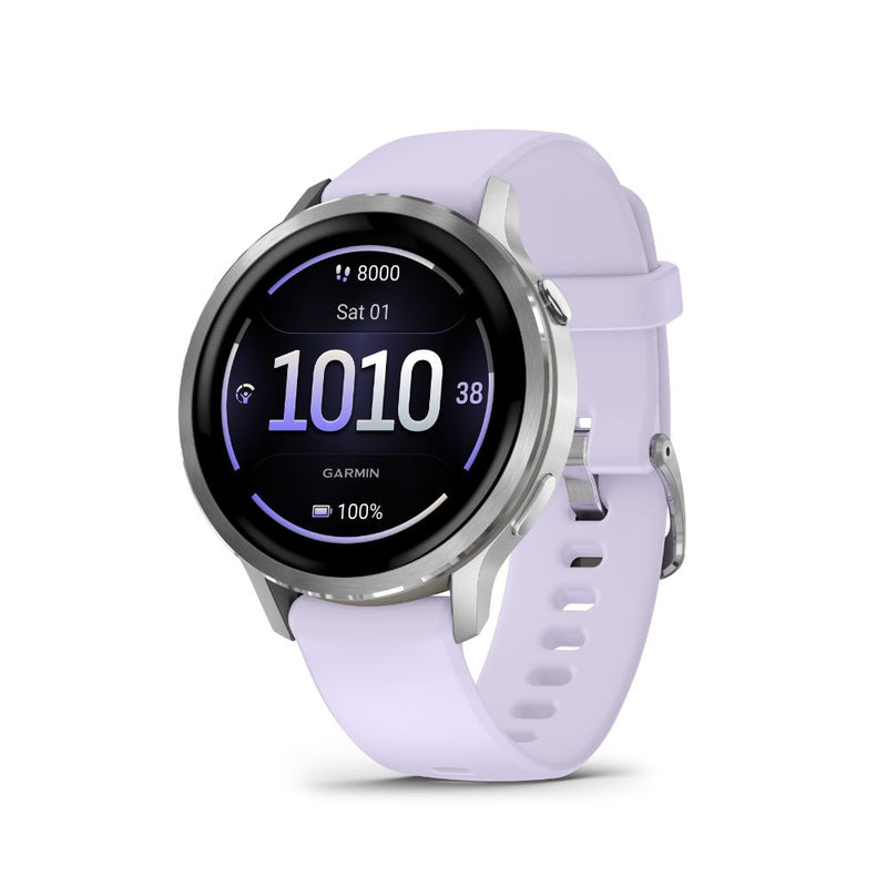 Garmin Venu 4 - 41mm Silver with Periwinkle Silicone Band