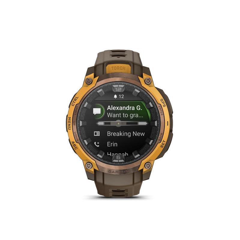 Garmin Instinct Crossover AMOLED Bronze Sunburst with Cocoa Silicone Band