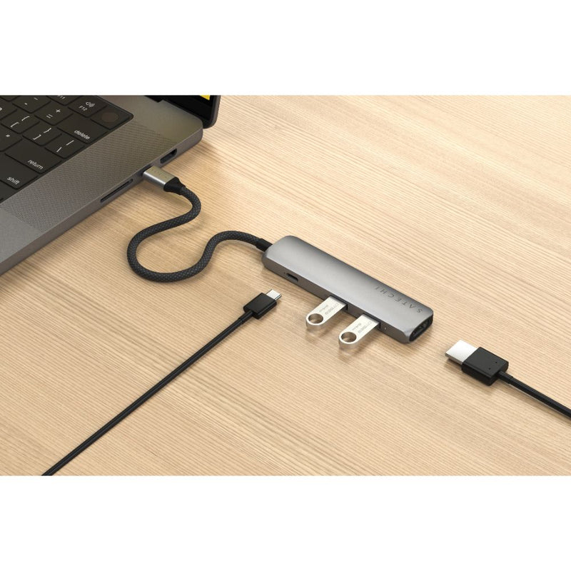 Satechi 4-in-1 USB-C Slim Multiport Adapter 4K Space Grey
