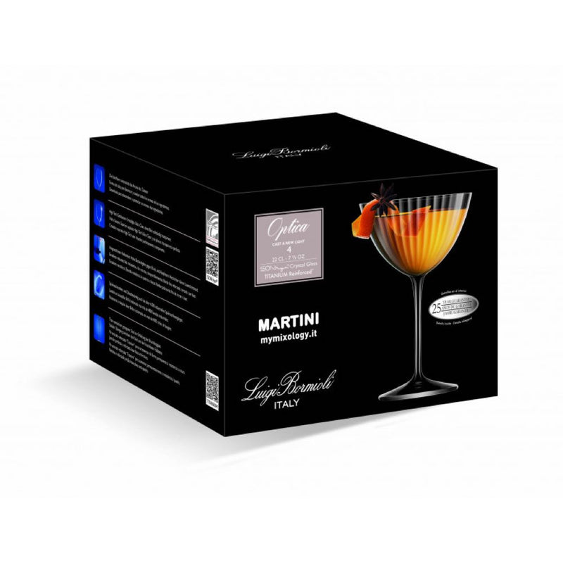 Luigi Bormioli Optica Martini 4 Piece Gift Box (220ml)