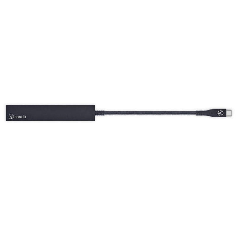 Bonelk Long-Life USB-C to 4 Port USB 3.0 Slim Hub (Black)