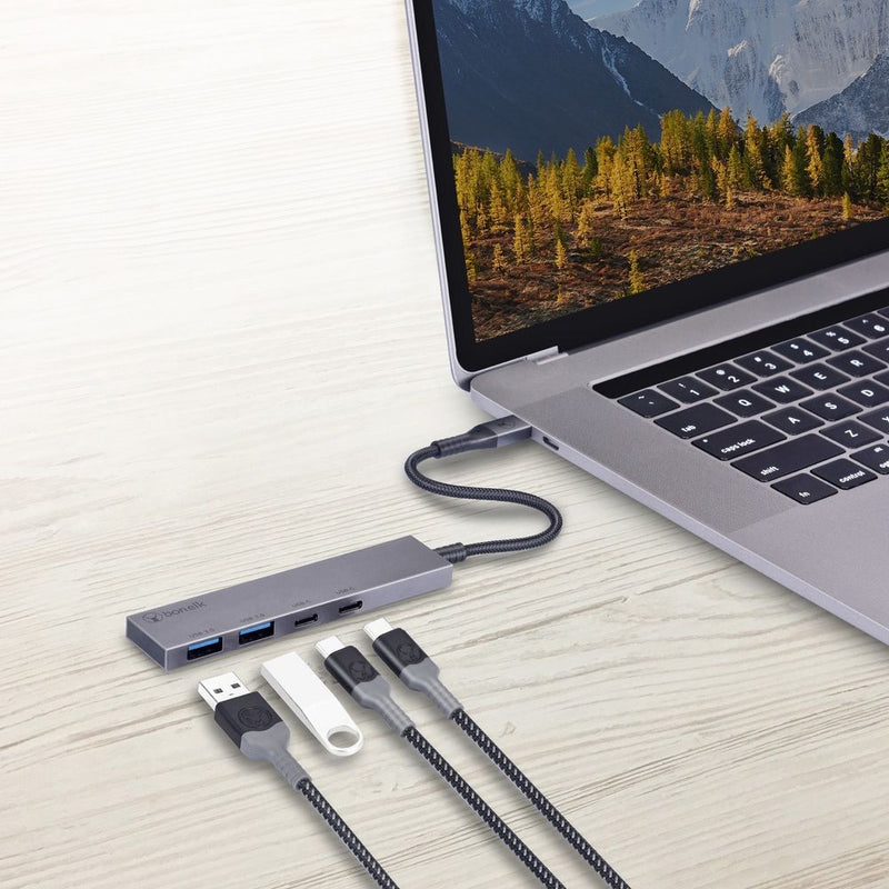 Bonelk Long-Life USB-C 4 in 1 Multiport Slim Hub (Space Grey) null