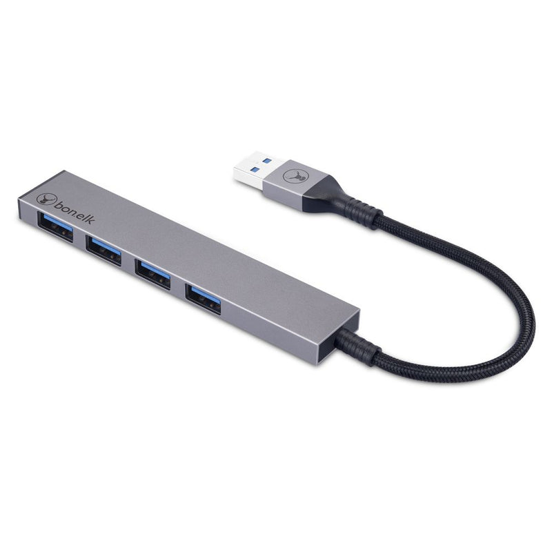 Bonelk Long-Life USB-A to 4 Port USB 3.0 Slim Hub (Space Grey)