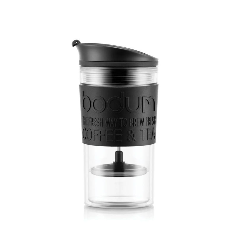 Bodum Travel Press Double Wall Plastic with Extra Lid Set (Black)