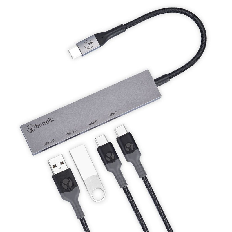 Bonelk Long-Life USB-C 4 in 1 Multiport Slim Hub (Space Grey)