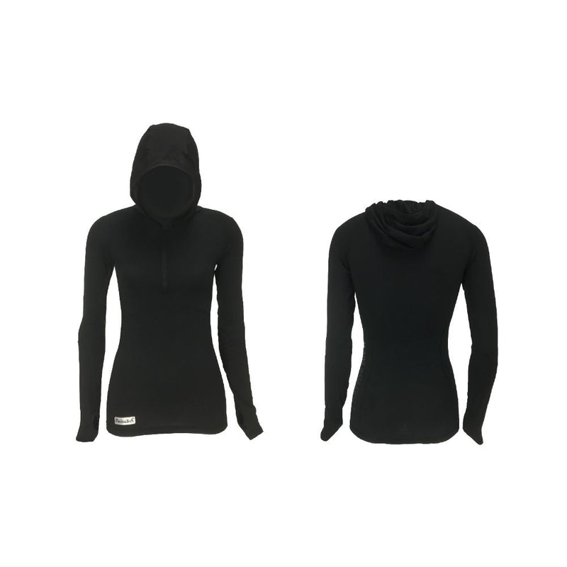 Thermatech Womens 1/4 Zip Hoodie Ultra (Black)