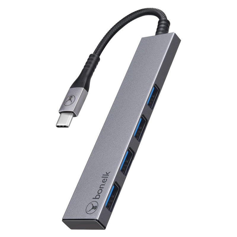Bonelk Long-Life USB-C to 4 Port USB 3.0 Slim Hub (Space Grey)