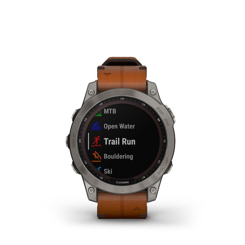 Garmin Fenix 7 Sapphire Solar (Titanium with Chestnut Leather Band)