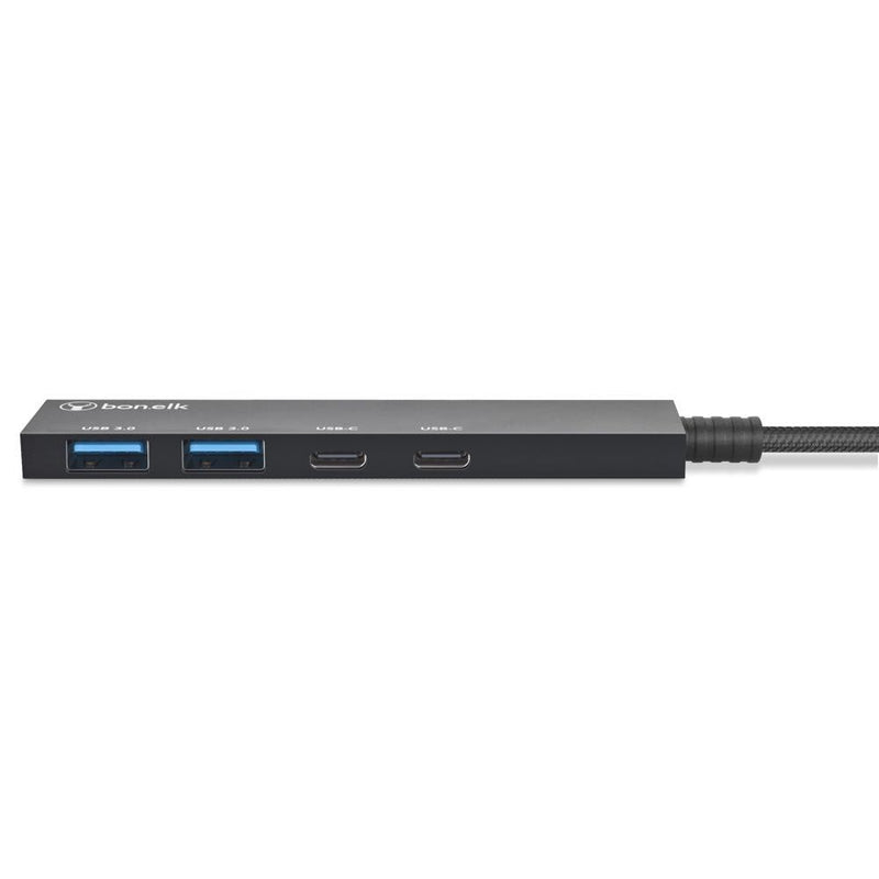 Bonelk Long-Life USB-C 4 in 1 Multiport Slim Hub (Space Grey) Black