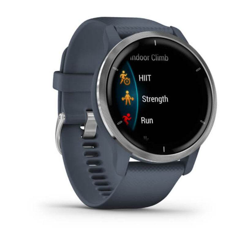 Garmin Venu 2 (Silver Bezel with Granite Blue Case and Silicone Band)