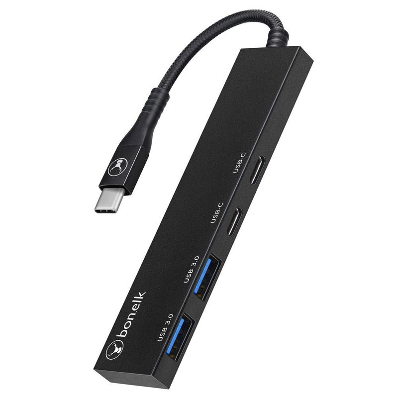 Bonelk Long-Life USB-C 4 in 1 Multiport Slim Hub (Space Grey) Black