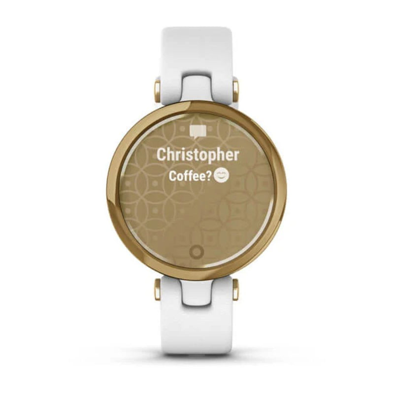 Garmin Lily Classic Edition (White with Light Gold Bezel and Italian Leather Band)