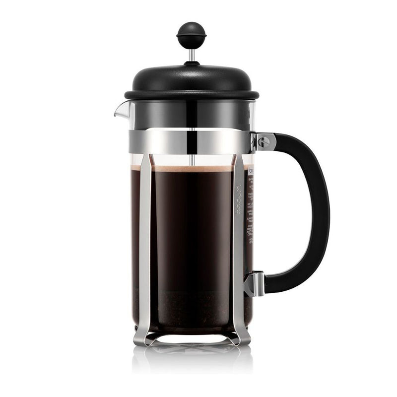 Bodum Caffettiera French Press 1L 8 Cup (Stainless Steel/Black)