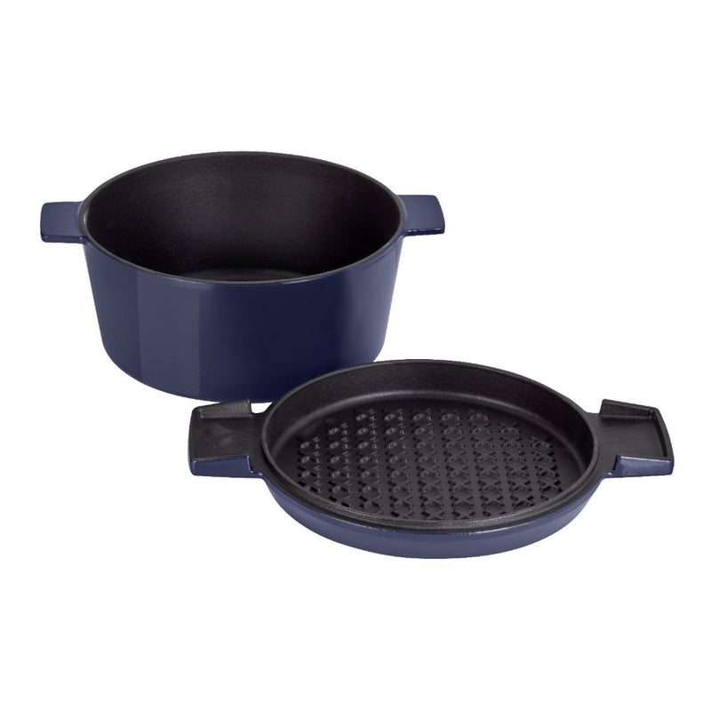 Stanley Rogers Cast Iron French Oven (24cm) (Mid Blue)