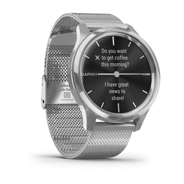 Garmin Vivomove Luxe (Silver Stainless Steel Case with Silver Milanese Band)