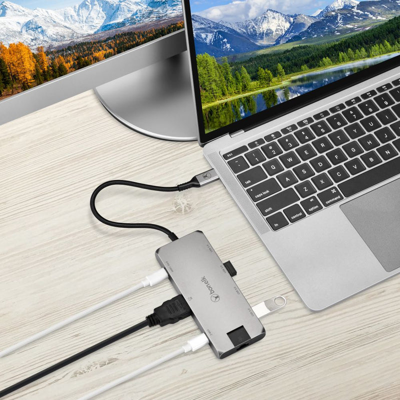 Bonelk Long-Life USB-C to 8-in-1 Multiport Hub Space Grey