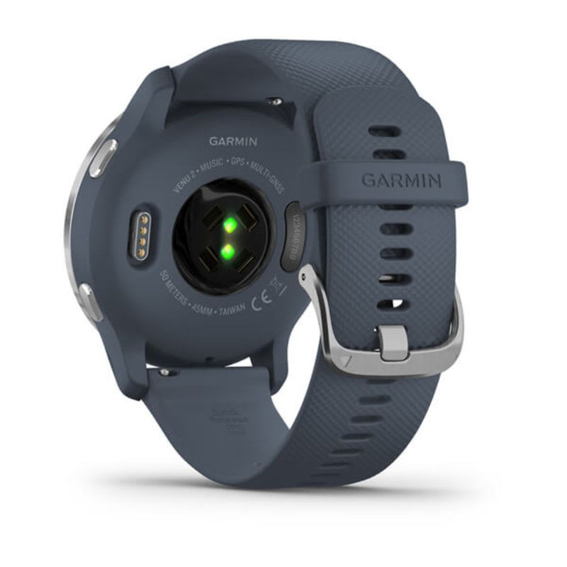 Garmin Venu 2 (Silver Bezel with Granite Blue Case and Silicone Band)