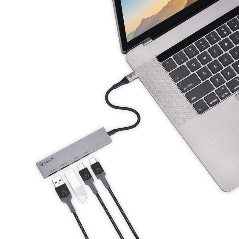 Bonelk Long-Life USB-C 4 in 1 Multiport Slim Hub (Space Grey)