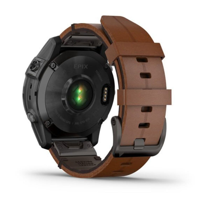Garmin Epix Black Carbon Grey DLC Titanium with Chestnut Leather Band