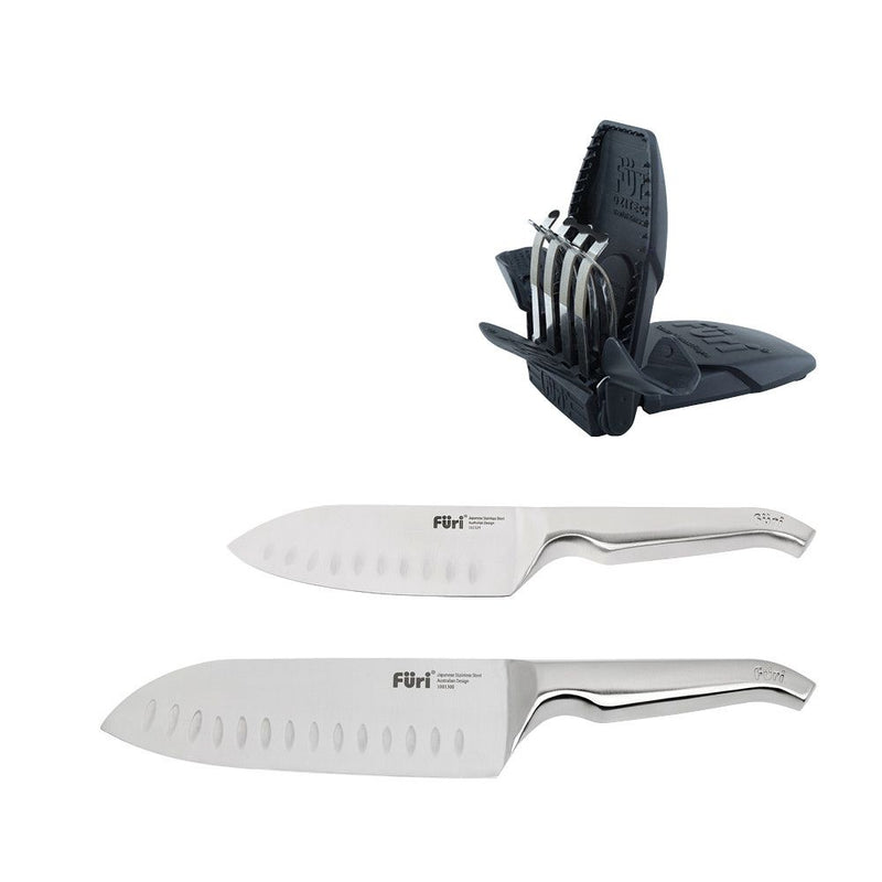 Furi Pro East/West Santoku Set With Sharpener 3pc