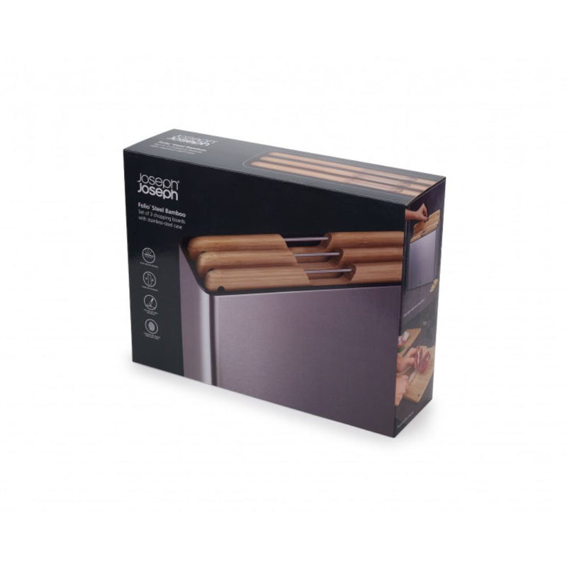 Joseph Joseph Folio Steel Bamboo 3 Piece Board Set