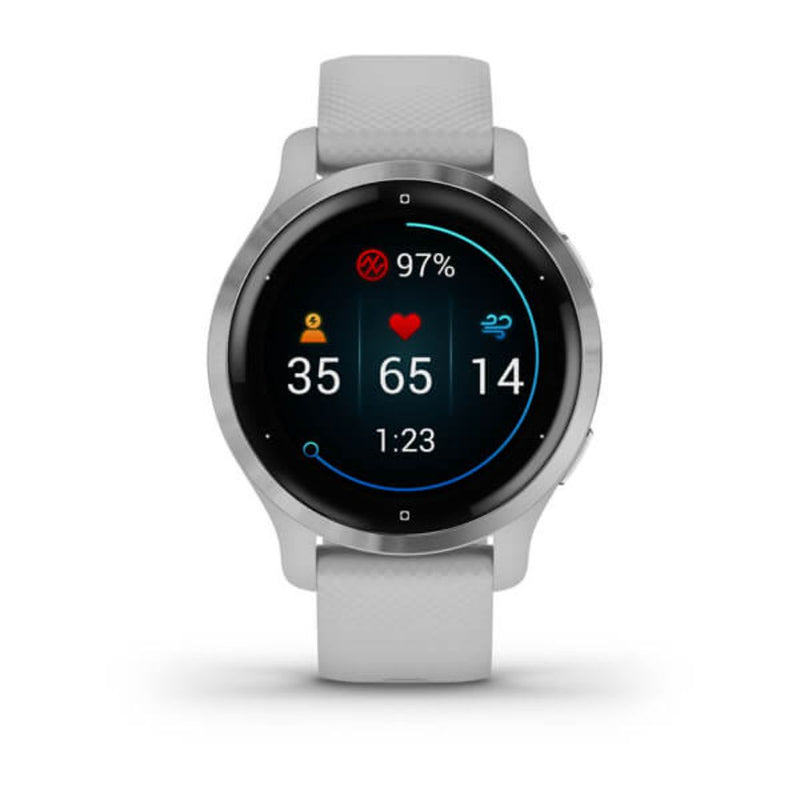 Garmin Venu 2S (Silver Bezel with Mist Grey Case and Silicone Band)