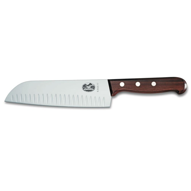 Victorinox Wood Santoku Fluted Wide Blade Knife 17cm