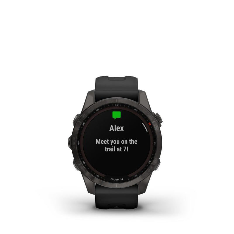 Garmin Fenix 7S Sapphire Solar (Carbon Grey DLC Titanium with Black Band)