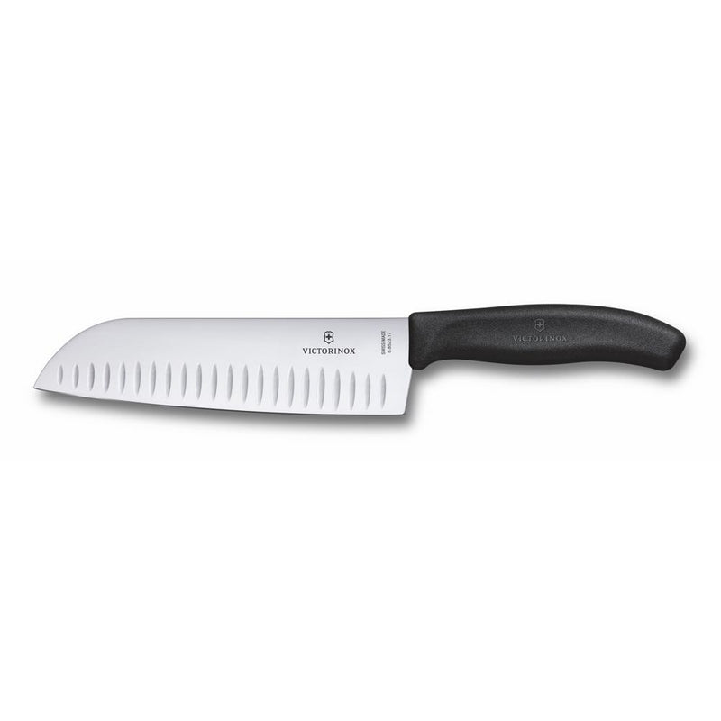 Victorinox Classic Santoku Fluted Wide Blade Knife 17cm (Black)