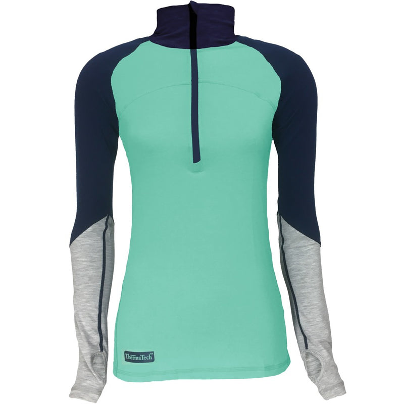 Thermatech Womens 1/4 Zip Ultra Long Sleeve (Mint/Ink/Marl)