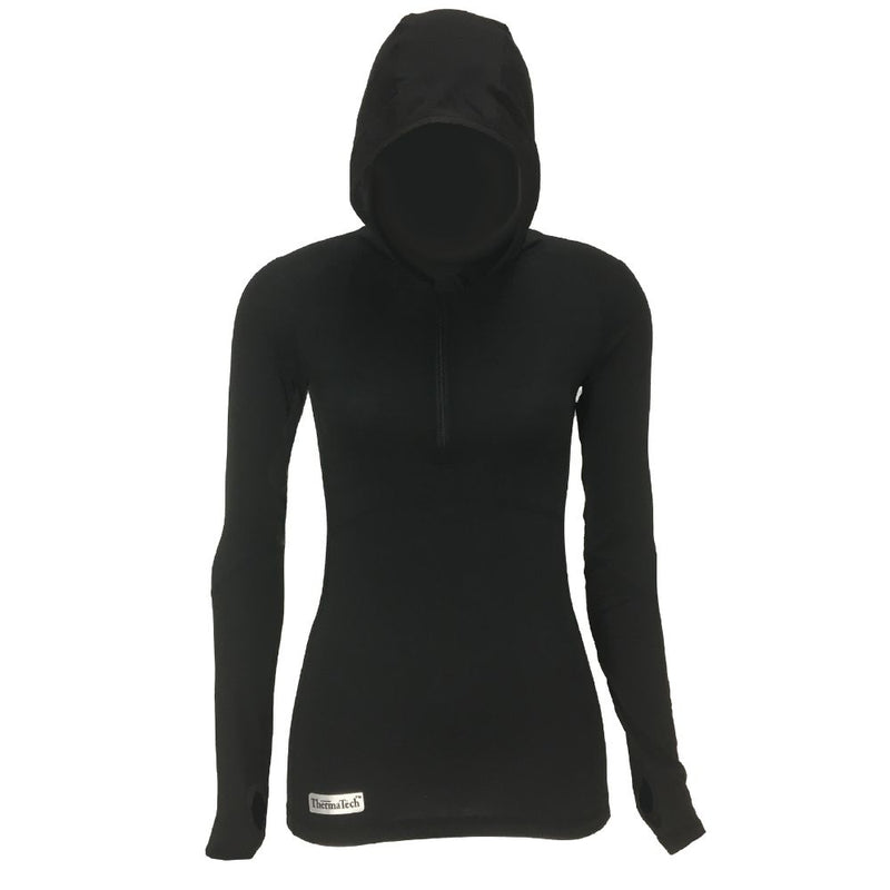 Thermatech Womens 1/4 Zip Hoodie Ultra (Black)